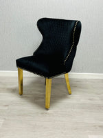 Load image into Gallery viewer, Valentino Black Gold Velvet Chair
