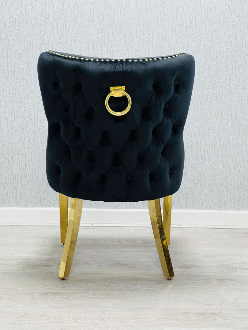 Valentino Black Gold Velvet Chair