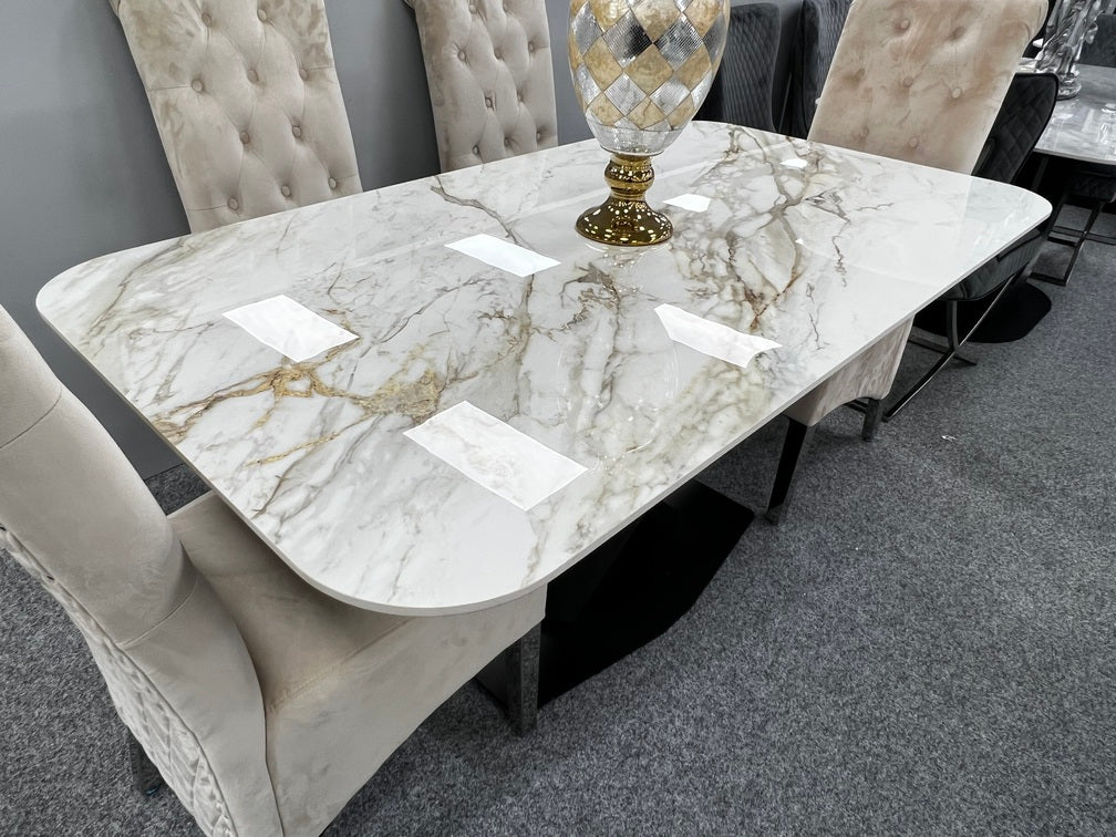 X Shape Cream Ceramic Dining Table 160cm