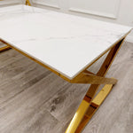 Load image into Gallery viewer, Zion Gold Coffee Table with Polar White Sintered Top
