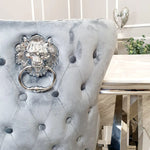 Load image into Gallery viewer, Chelsea Dining Chair ALL COLOURS with Lion Knocker &amp; Buttoned Back
