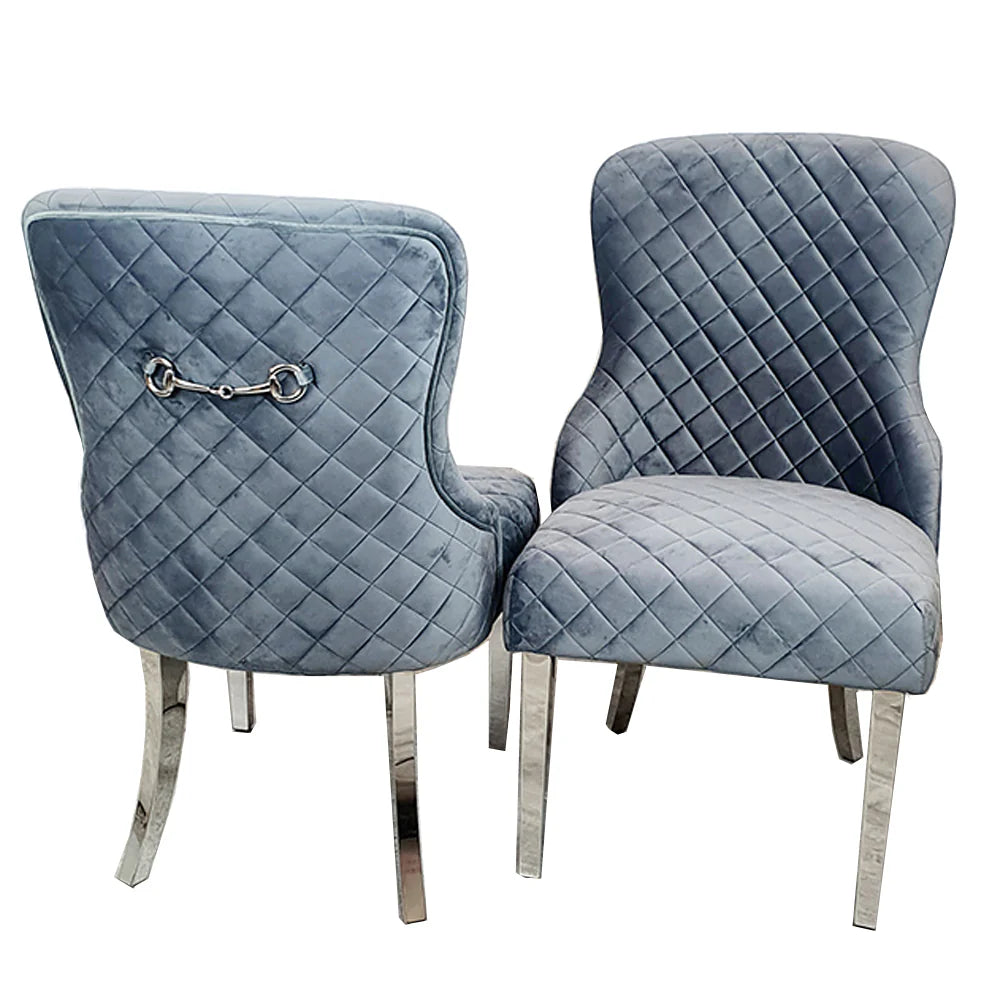 Kate Dining Chair ALL COLOURS with Chrome Clasp & Quilted Back