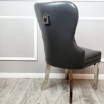 Load image into Gallery viewer, Mayfair Leather Dining Chairs ALL COLOURS Plain Back/Square Knocker
